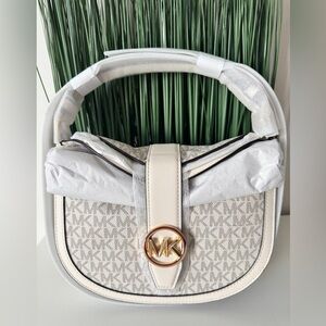 NWT MICHAEL Michael Kors Cream Signature Logo Hobo Crossbody